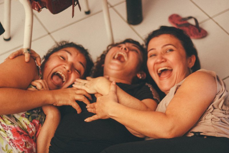 Laughing women in the effect of Nitrous Oxide