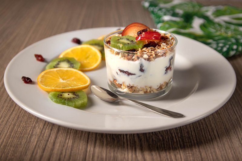 Yogurt in white plate for pregnancy 