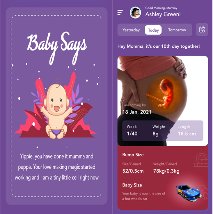 baby says feature in pregnancy app
