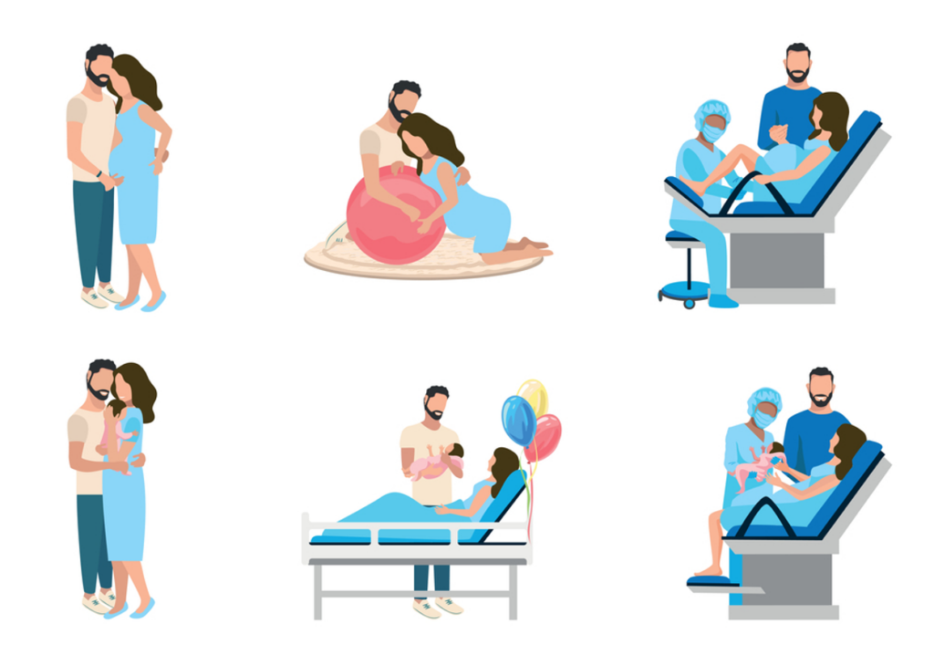 dad supporting his pregnant wife through all stages